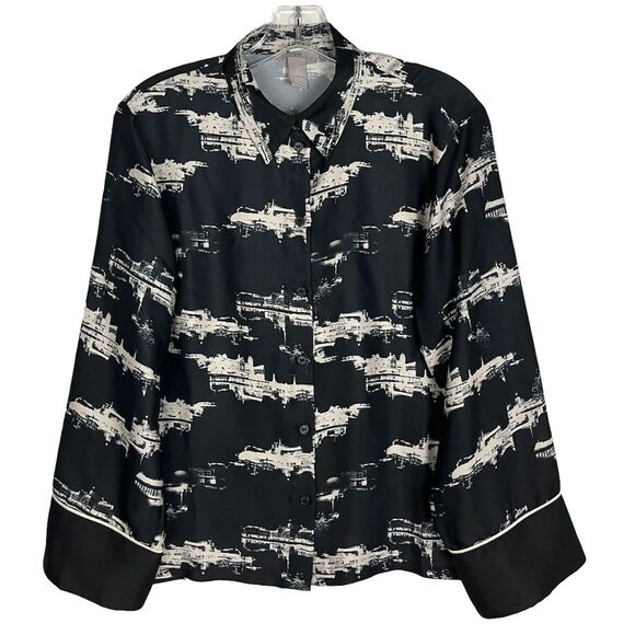 H&M Tops - H&M patterned button Front blouse  Shirt Top Size XS Long‎ Sleeve